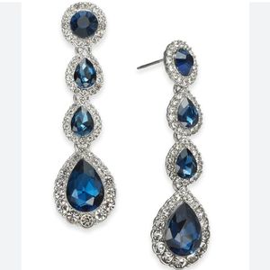 Charter Club Silver-Tone Crystal Linear Drop Earrings Silver NWT!